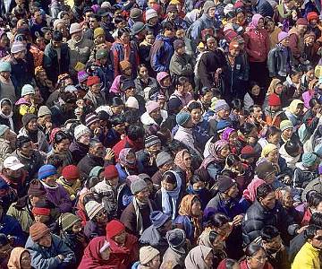 crowd The crowd waiting for the Festival of the Oracles at Matho Gompa, Ladakh