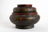 Pots, from Many Continents    Tsampa Jar, painted wood; Leh, Ladakh, India    MUS-2401.jpg  &copy 1990-2015 AJ Rye : pot, souvenir